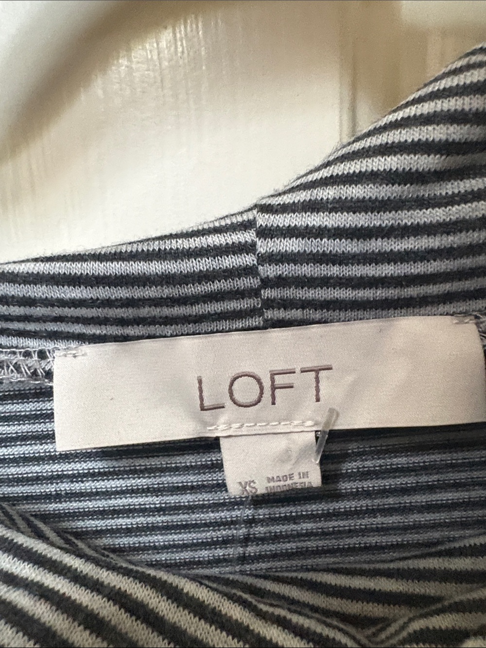 LOFT Black & White Striped Cowl Neck Long Sleeve Top - Picture 3 of 3